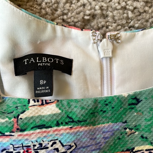 Talbots Summer Sun Dress with Greek Island Pattern - Size 8P New But No Tags - Picture 2 of 4